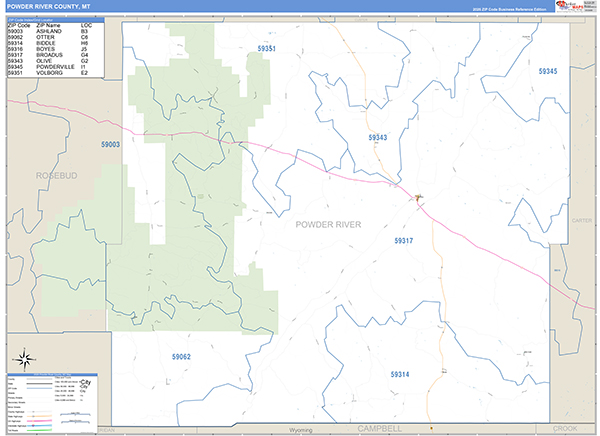 Powder River County, MT Carrier Route Wall Map